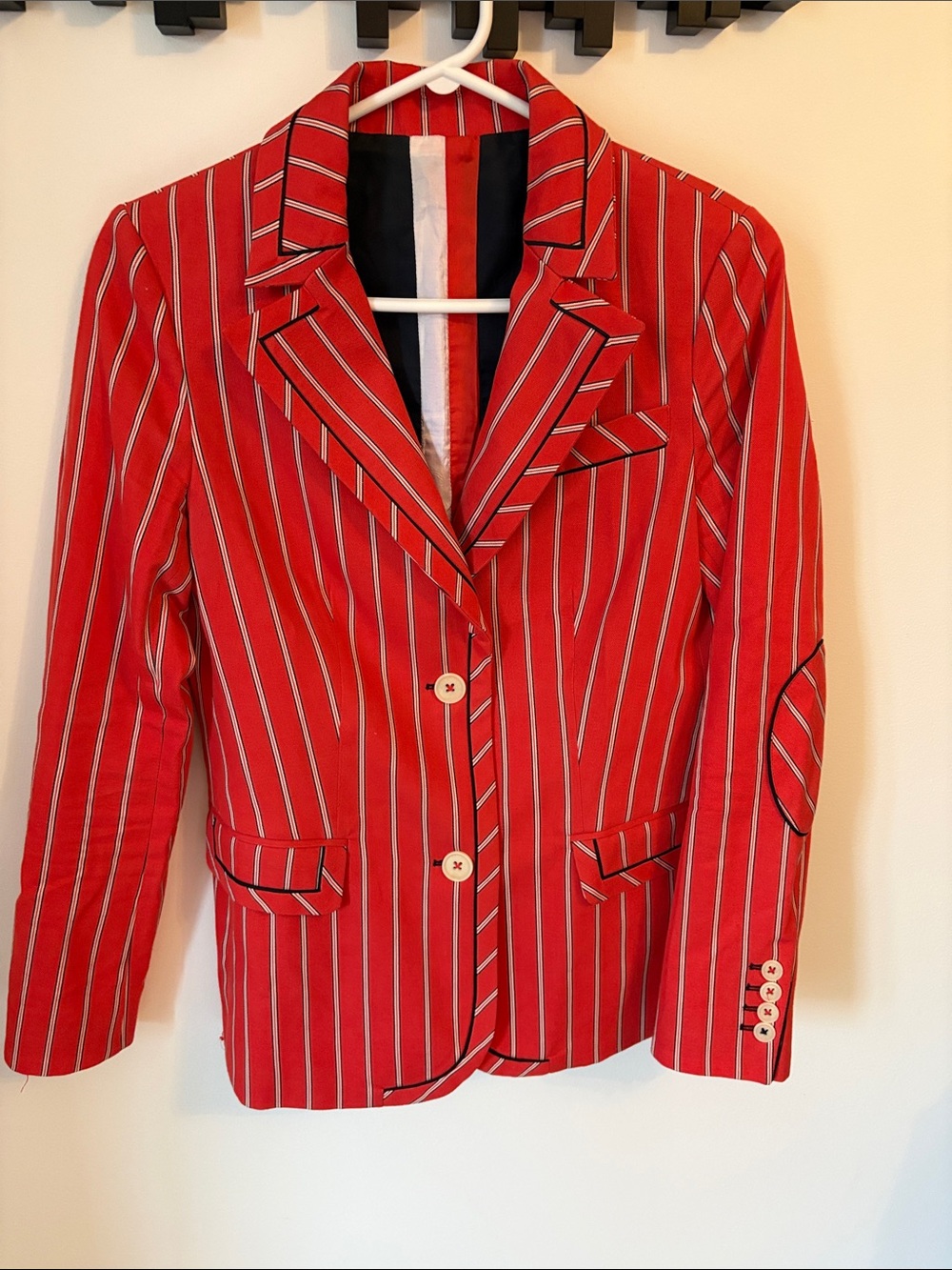 Orange/Red Pinstripe Women's Blazer Jacket